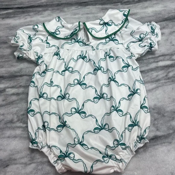 Girl Embroidery Short Sleeve Romper Collar Floral Smocked onesie size 18-24 mo - Picture 8 of 12